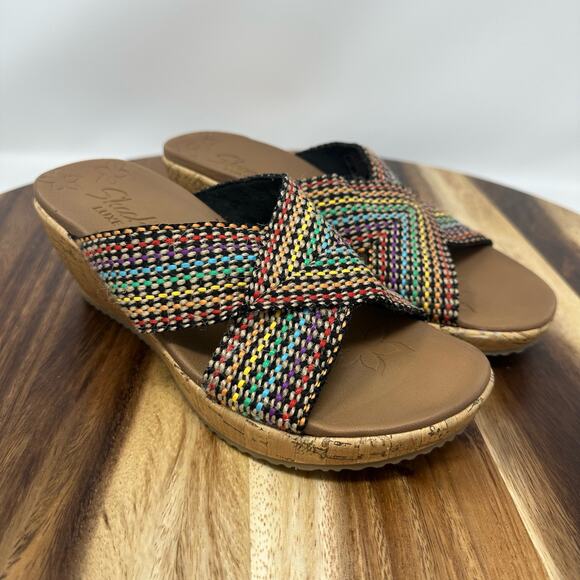 Skechers Cali Beverlee Slide Delighted Wedge Rainbow Multicolor Sandals Womens 7 - Picture 1 of 8